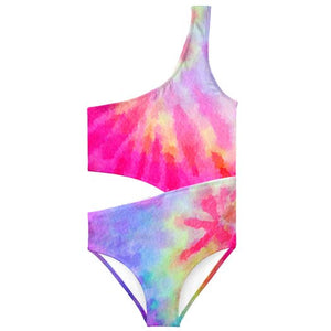 Stella Cove Pink Tie-Dye Side Cut Swimsuit